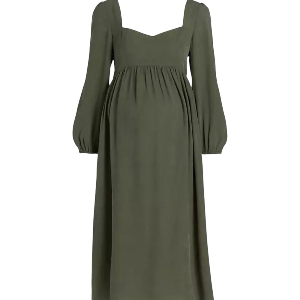 ❣️ Emilia George Sophie Square-Neck Dress Large Green